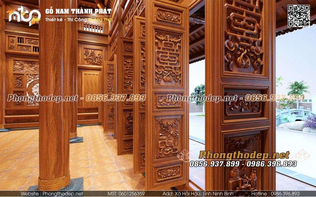 Hệ cửa bức bàn chạm đục thủ công tinh xảo